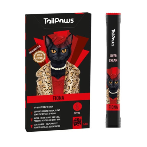 Tail & Paws Fiona Máj- Ízű Krém 40% hús és kakukkfű 5x15g