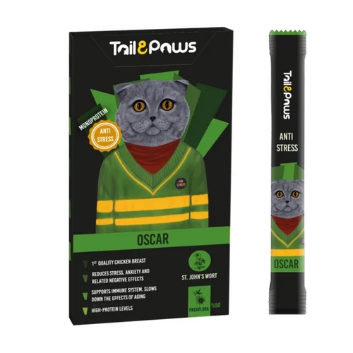Tail & Paws Oscar Anti-stressz Csirke- Ízű Krém 50% hús és orbáncfű 5x15g