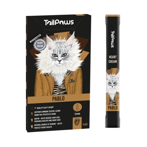 Tail & Paws Pablo Egészség Formula-Ízű Krém 40% hús és kakukkfű 5x15g