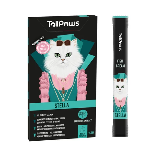 Tail & Paws Stella Multi-vitamin Hal- Ízű Krém 40% hal és bodza 5x15g