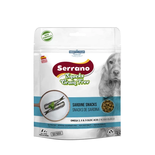 Serrano Snacks Gabonamentes Jutalomfalat Kutyáknak Szardíniával 150 g, szuper prémium
