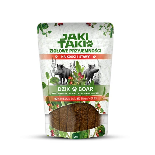 Jaki Taki Herbal Delights Vaddisznócsíkok-hozzáadott gyógynövényekkel- csontok és ízületek támogatására kutyáknak 