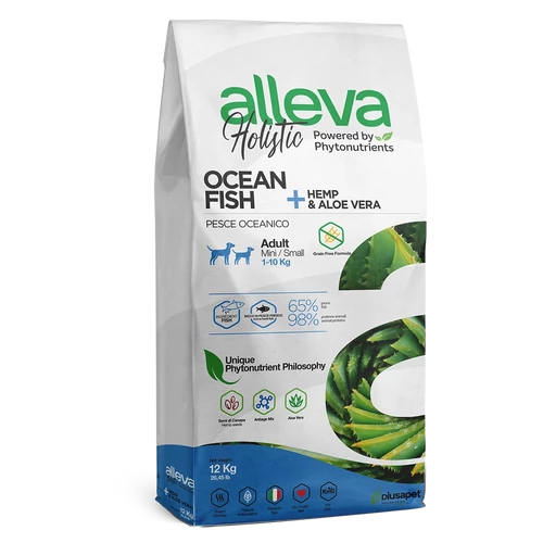 Alleva Holistic Felnőtt Kutya Mini Tengeri hal + Kender &amp; Aloe Vera 12 kg