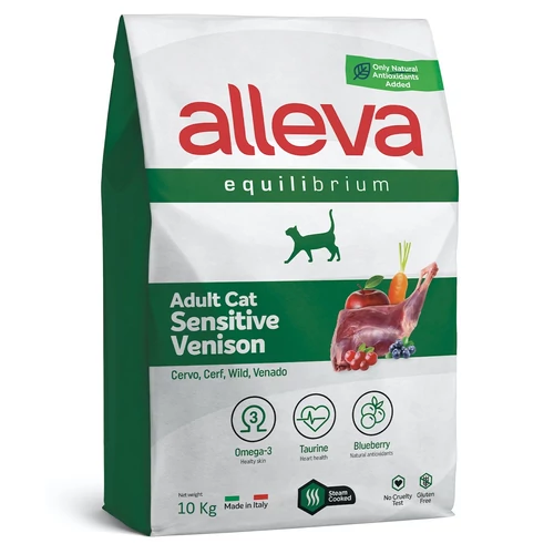 5 db vásárlása esetén 59 990 Ft!  Alleva Equilibrium Érzékeny Felnőtt Macskáknak Szarvas 10 kg, gluténmentes