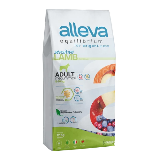 Alleva Equilibrium - Bárányhúst és tengeri halat tartalmazó táp érzékeny kutyák részére - Közepes és nagytestű felnőtt kutyáknak - 12kg