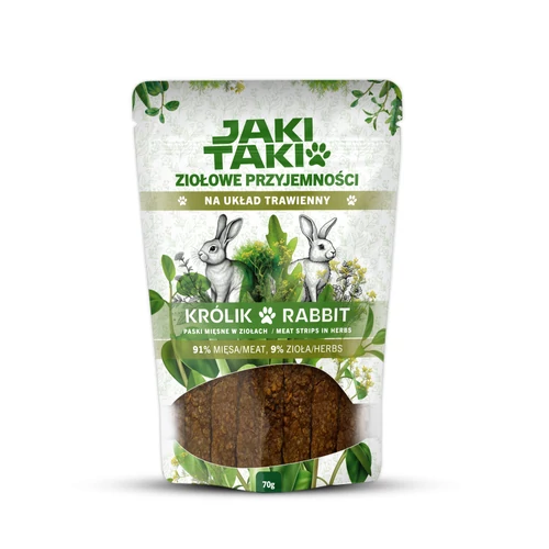Jaki Taki Herbal Delights Nyúlcsíkok Fűszernövényekkel -Az egészséges emésztőrendszerért kutyáknak