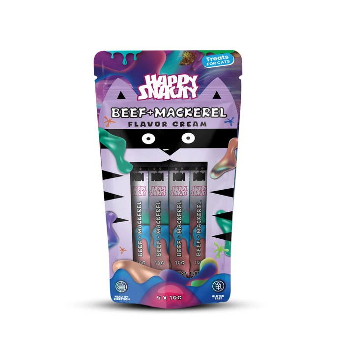 Happy Snacky Macska Marha és Makréla Ízű Krém 4x10g