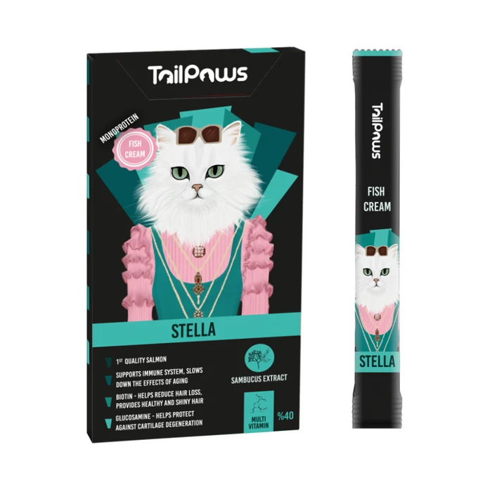 Tail & Paws Stella Multi-vitamin Hal- Ízű Krém 40% hal és bodza 5x15g