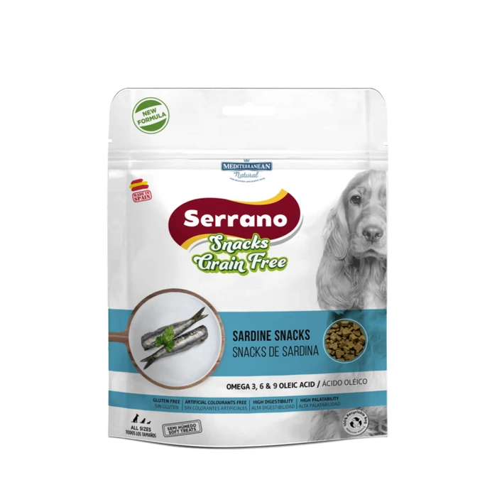 Serrano Snacks Gabonamentes Jutalomfalat Kutyáknak Szardíniával 150 g, szuper prémium