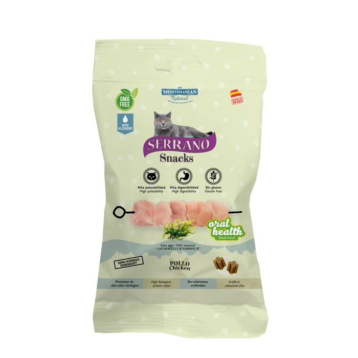 Serrano Snacks Macskáknak Oral Care Mindennapos Szájhigiénia Támogatására Csirkével 50 g