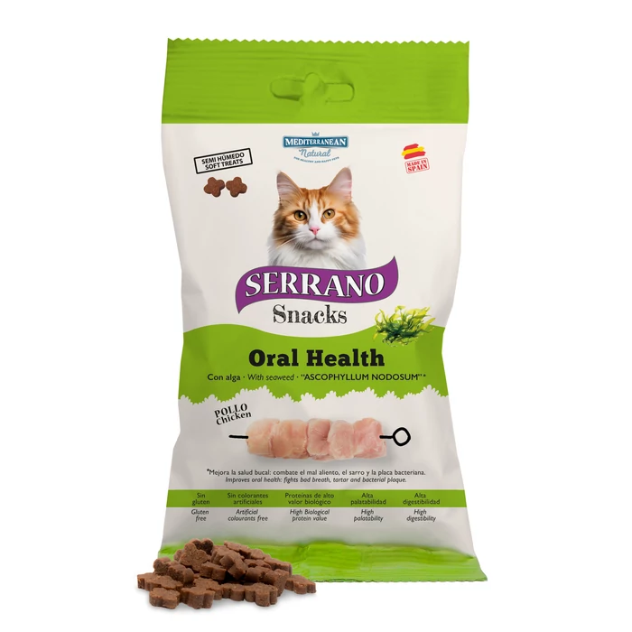 Serrano Snacks Macskáknak Oral Care Mindennapos Szájhigiénia Támogatására Csirkével 50 g