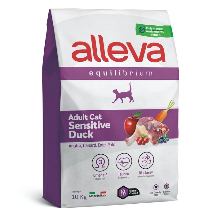 Alleva Equilibrium Érzékeny Felnőtt Macskáknak Kacsa 10 kg, gluténmentes