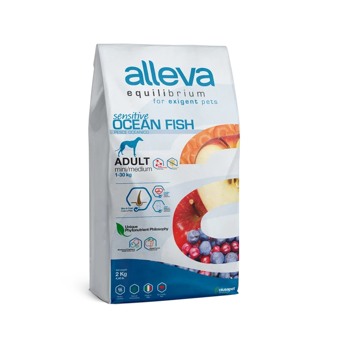 Alleva Equilibrium - Tengeri halat tartalmazó táp érzékeny kutyák részére - Kis- és közepes testű felnőtt kutyáknak - 2kg