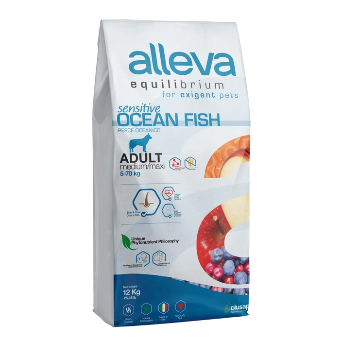 Alleva Equilibrium - Tengeri halat tartalmazó táp érzékeny kutyák részére - Közepes és nagytestű felnőtt kutyáknak - 12kg