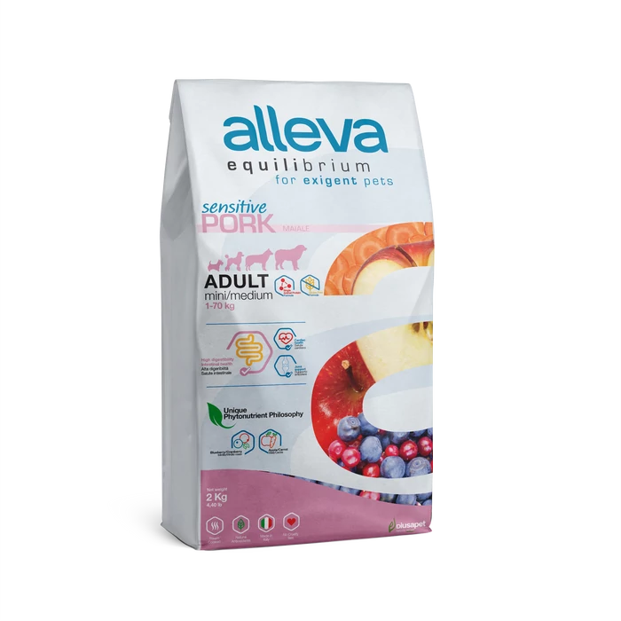 Alleva Equilibrium - Sertéshúst tartalmazó táp érzékeny kutyák részére  Felnőtt kutyáknak - 2kg