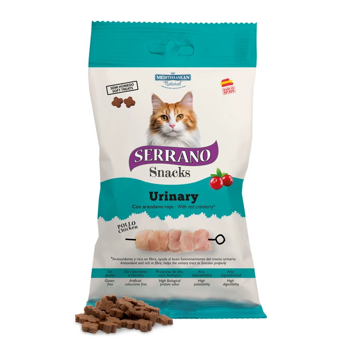 Serrano Snacks Macskáknak Urinary Húgyutak Egészséges Működésére Csirkével  50 g, gluténmentes szuper prémium jutalomfalatok