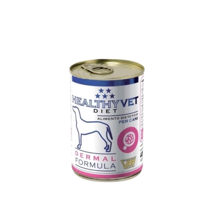 HEALTHY VET DIET DOG DERMAL - bőr támogatására, felnőtt kutyáknak, 400 g konzerv