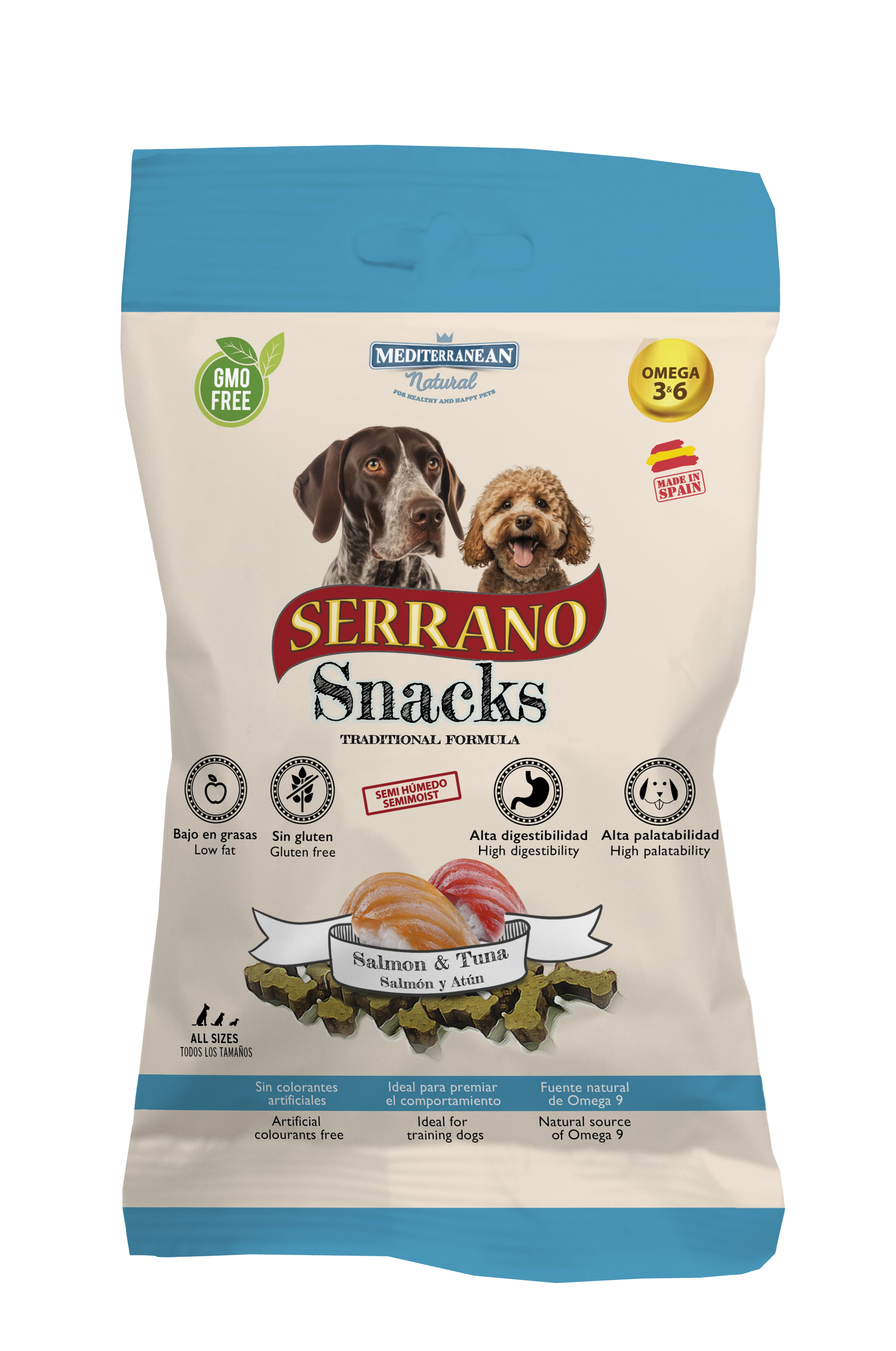 Serrano Snacks Kutyáknak Lazaccal és Tonhallal 100 g