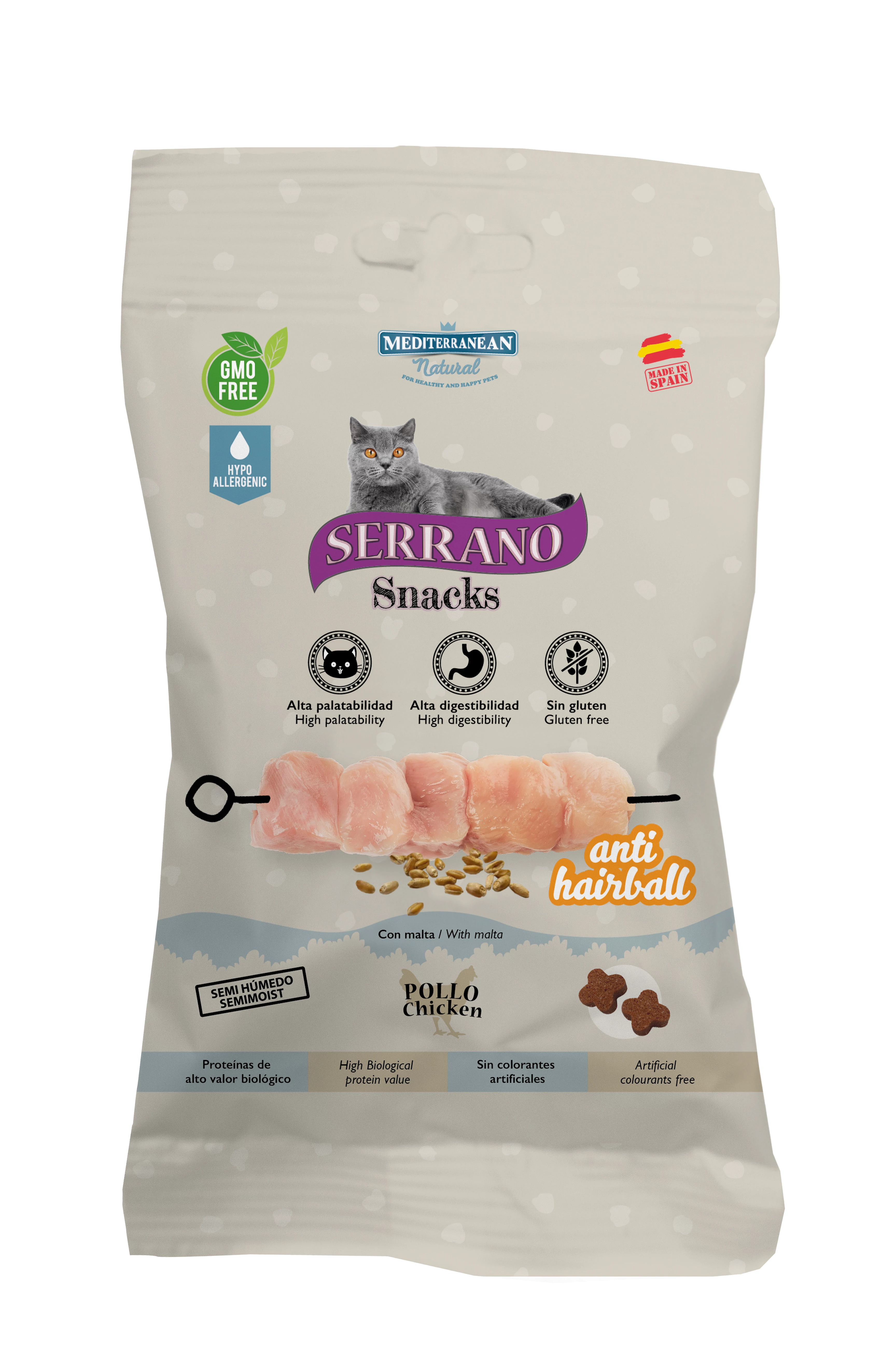 Serrano Snacks Macskáknak Anti Hairball Szőrlabda Ellen Csirkével 50 g