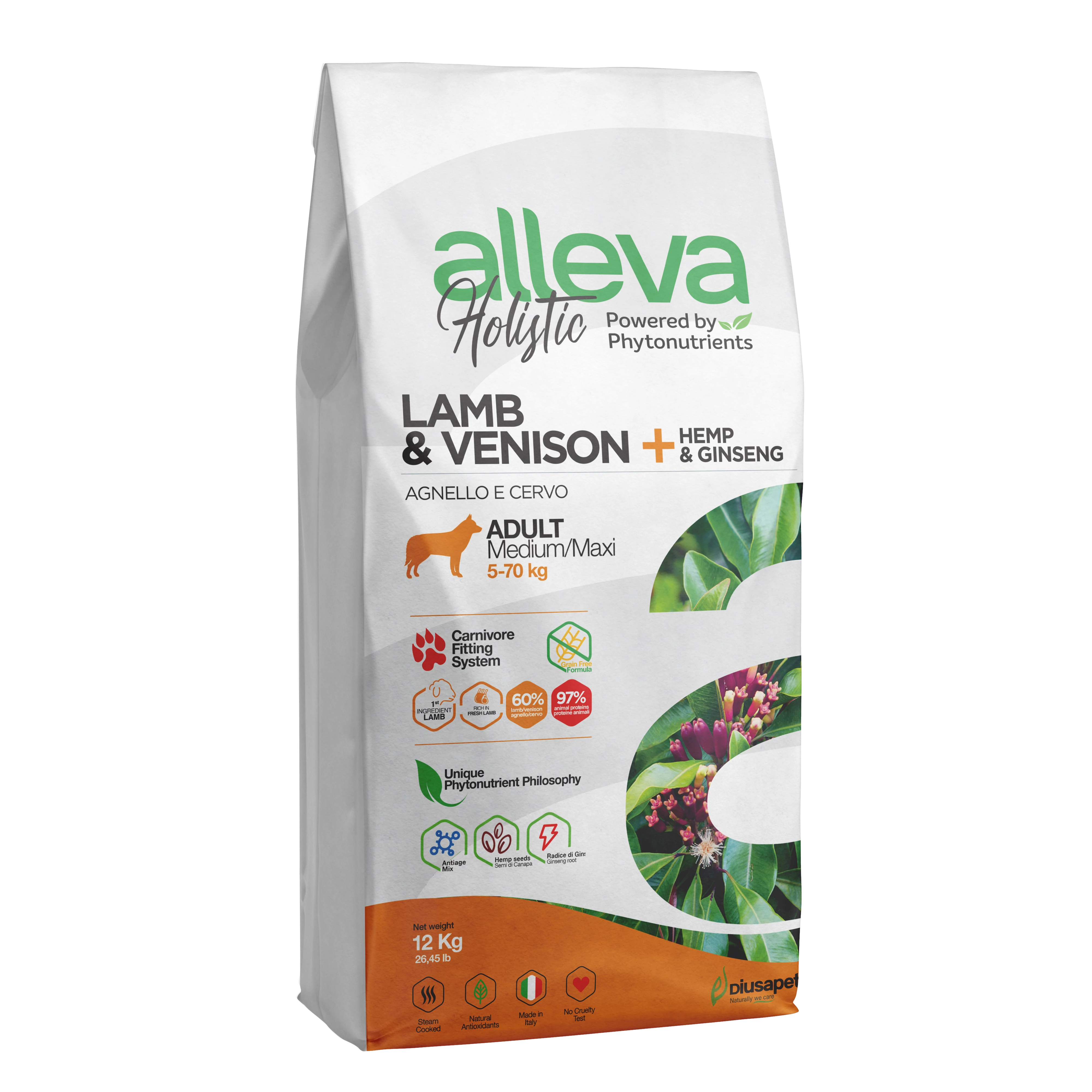 Alleva Holistic Mini Felnőtt Kutyáknak Bárány & Vadhús + Cannabis Sativa & Ginzeng 12 kg, gabonamentes