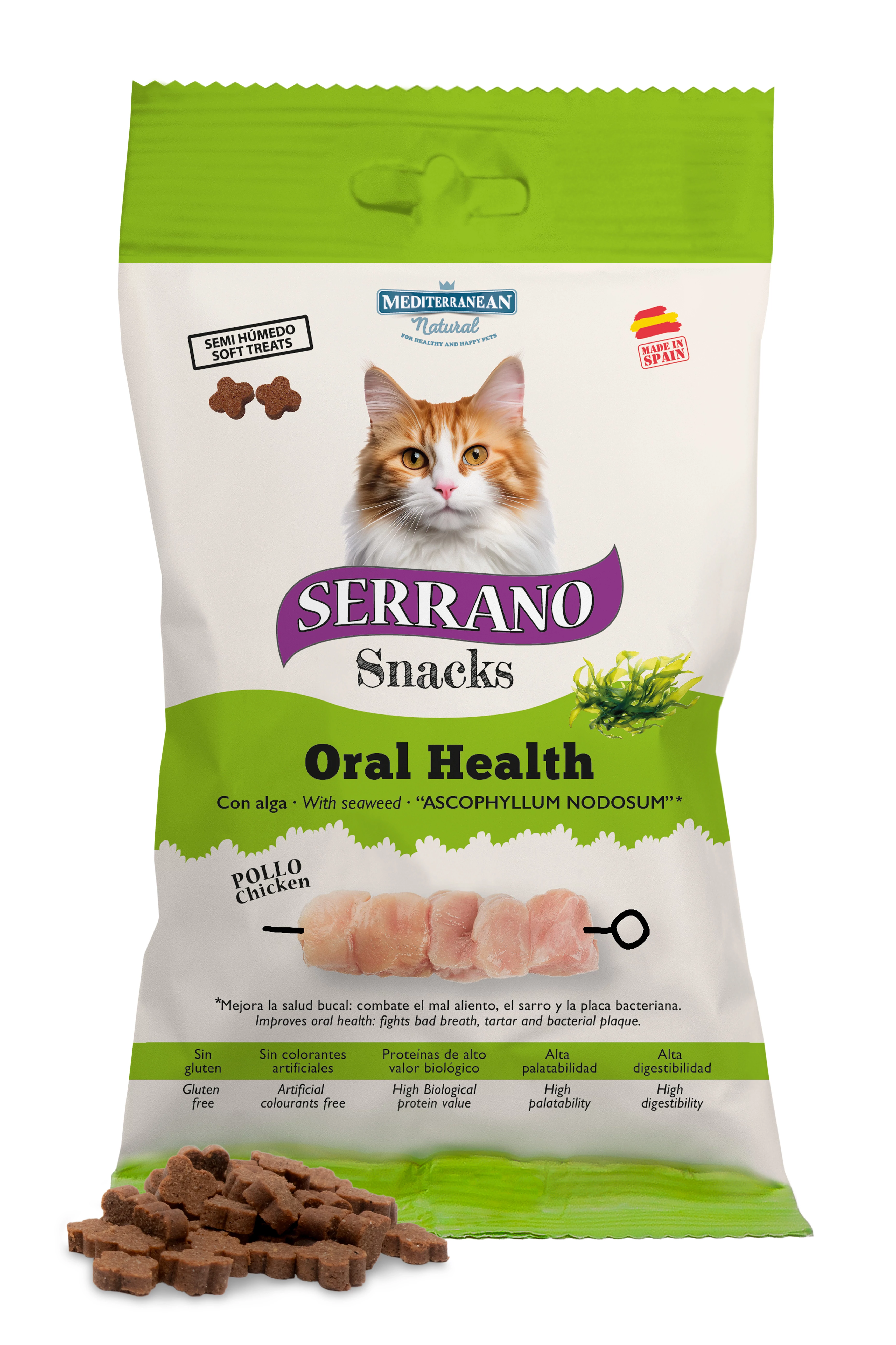 Serrano Snacks Macskáknak Oral Care Mindennapos Szájhigiénia Támogatására Csirkével 50 g