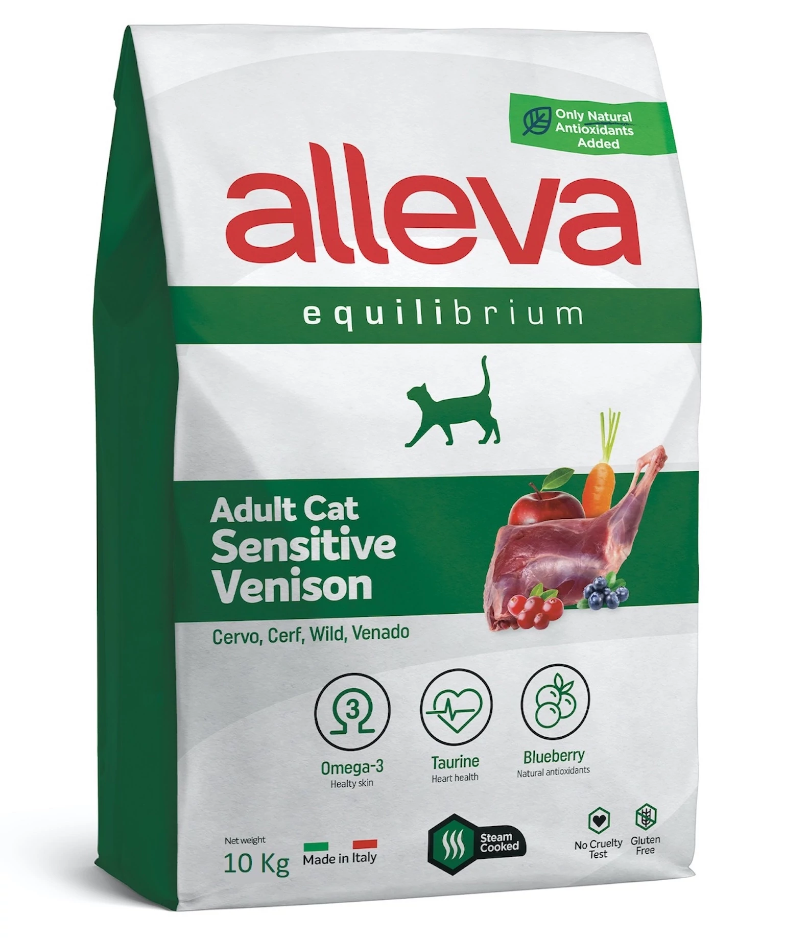Alleva Equilibrium Érzékeny Felnőtt Macskáknak Szarvas 10 kg, gluténmentes