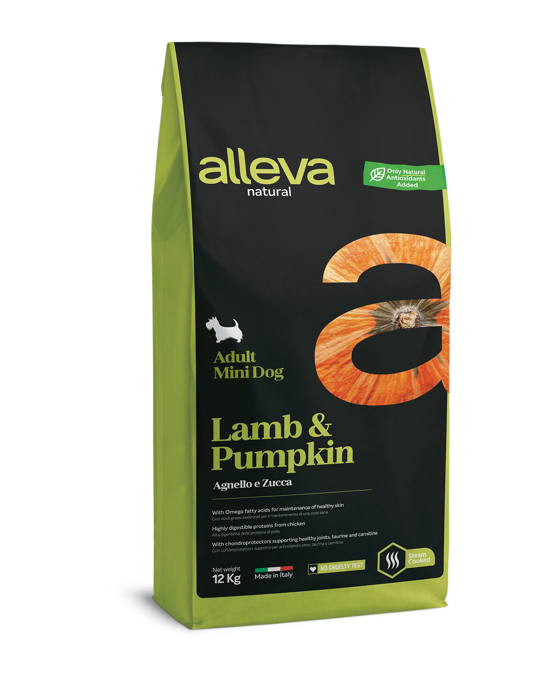 Alleva Natural Mini Felnőtt Kutyáknak Bárány & Sütőtök 12 kg, gluténmentes