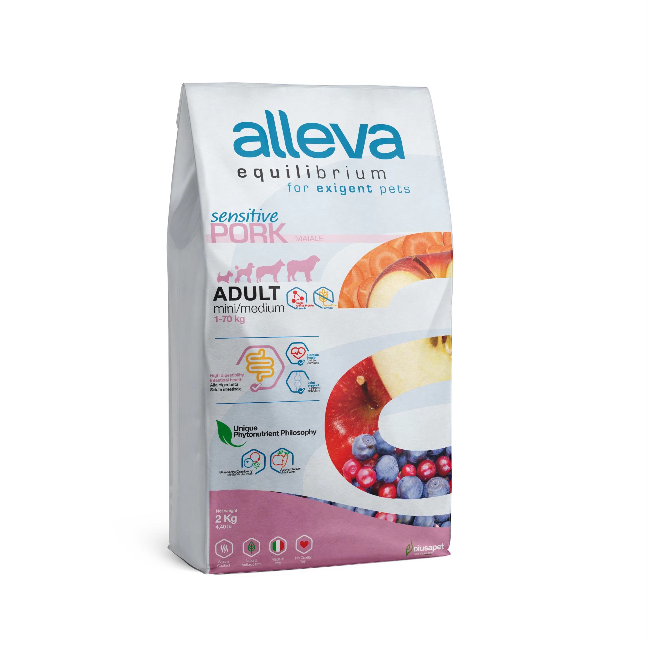 Alleva Equilibrium Érzékeny Felnőtt Kutyáknak Sertés 2 kg, gluténmentes szuper prémium kutyatáp