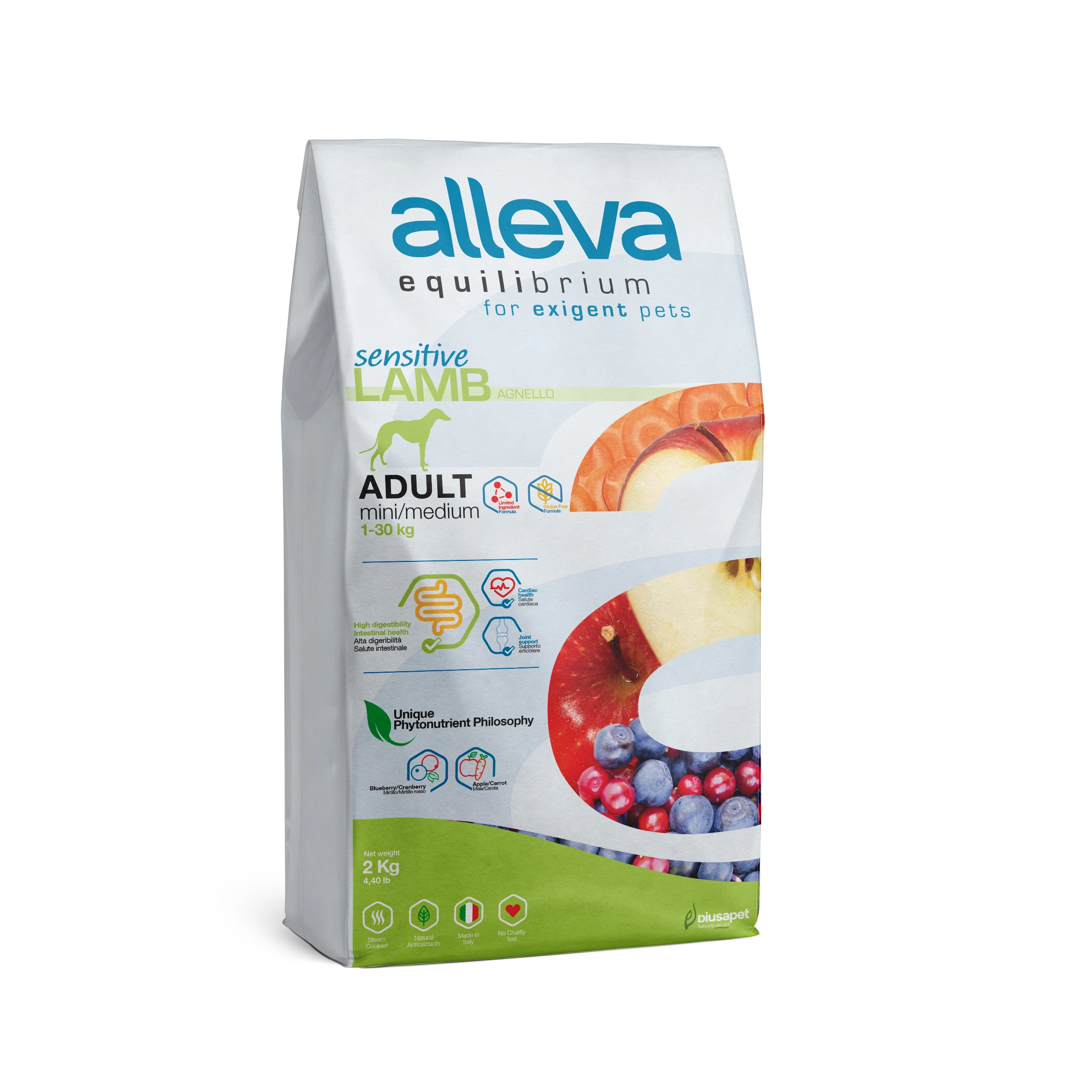 Alleva Equilibrium Mini / Medium Érzékeny Felnőtt Kutyáknak Bárány & Tengeri hal 2 kg, gluténmentes