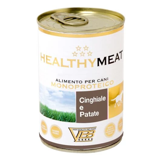 HEALTHY MEAT VADDISZNÓ 94% monoproteines paté, burgonyával, felnőtt kutyáknak, 400 g konzerv