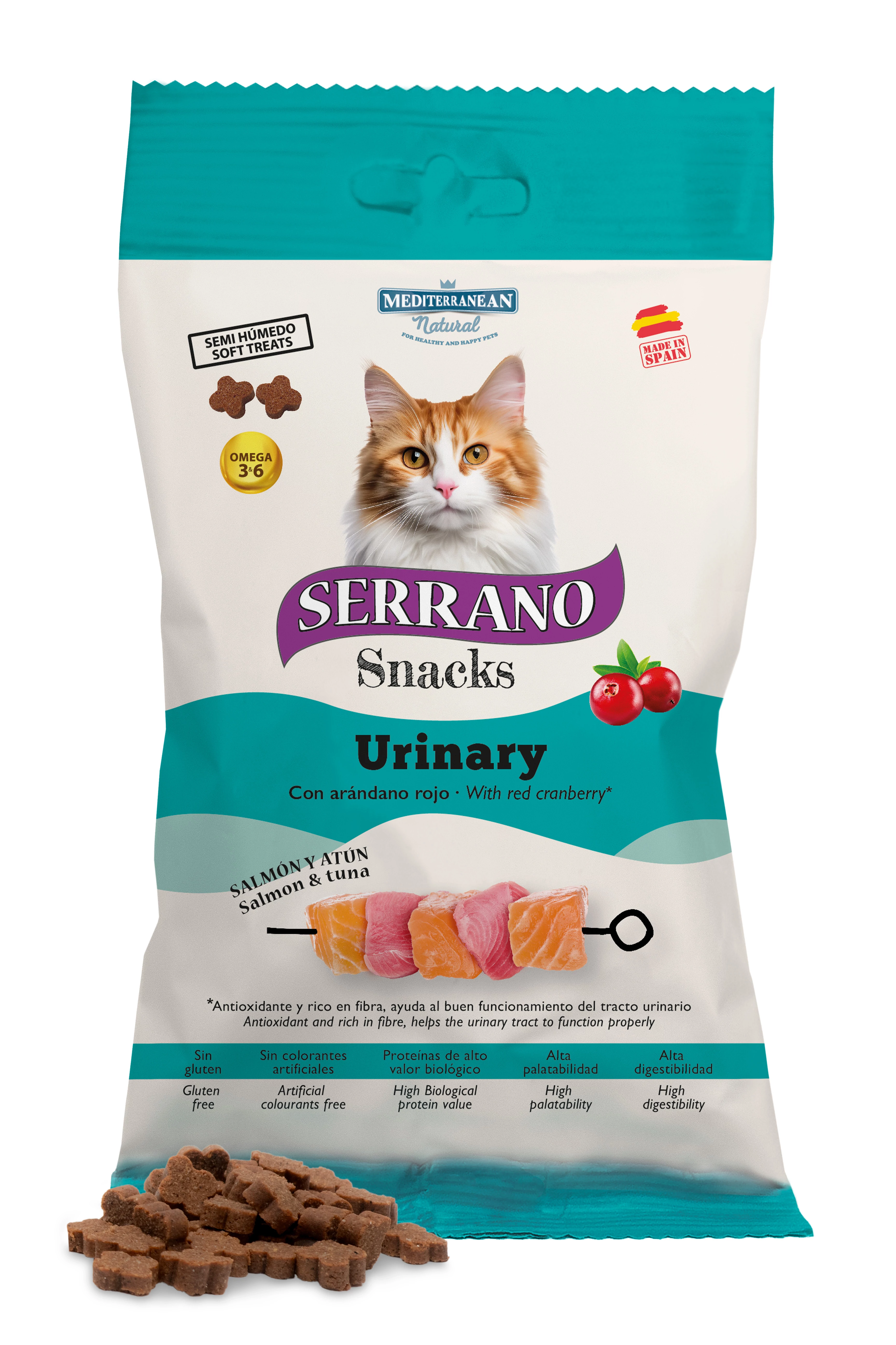 Serrano Snacks Macskáknak Urinary Húgyutak Egészséges Működésére Lazaccal és Tonhallal 50 g